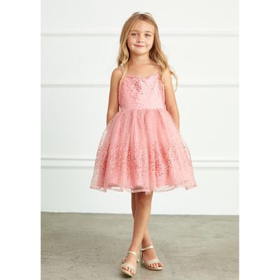 MAUVE PINK SEQUIN DRESS SPAGHETTI STRAP / 5825