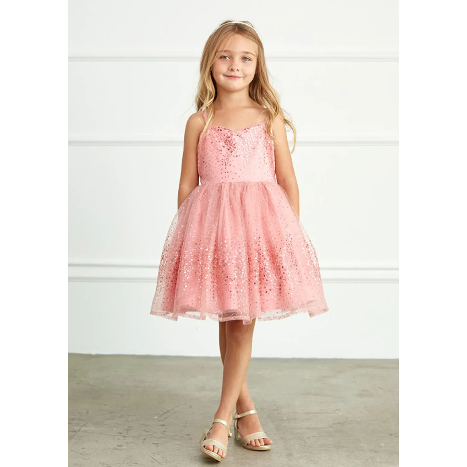 MAUVE PINK SEQUIN DRESS SPAGHETTI STRAP / 5825