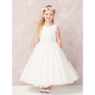 IVORY CRISS CROSS BEADED BODICE TULLE SKIRT / 5752