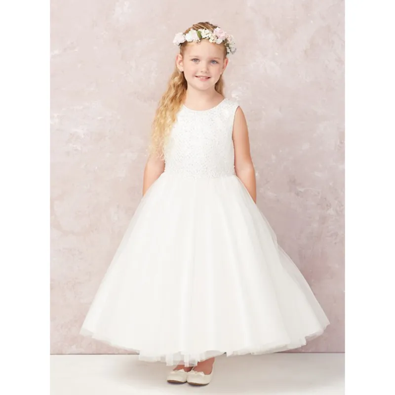IVORY CRISS CROSS BEADED BODICE TULLE SKIRT / 5752