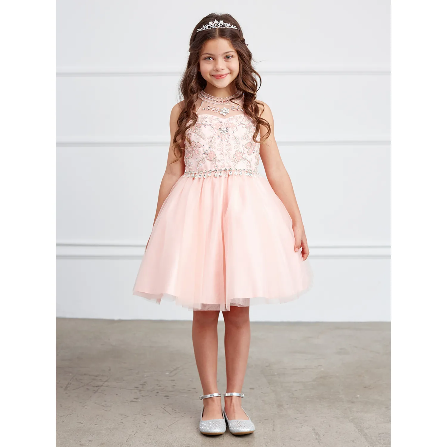 BLUSH PINK DRESS SHORT CHOKER STYLE PAGEANT / 7037 BLUSH PINK DRESS SHORT CHOKER STYLE PAGEANT / 7037