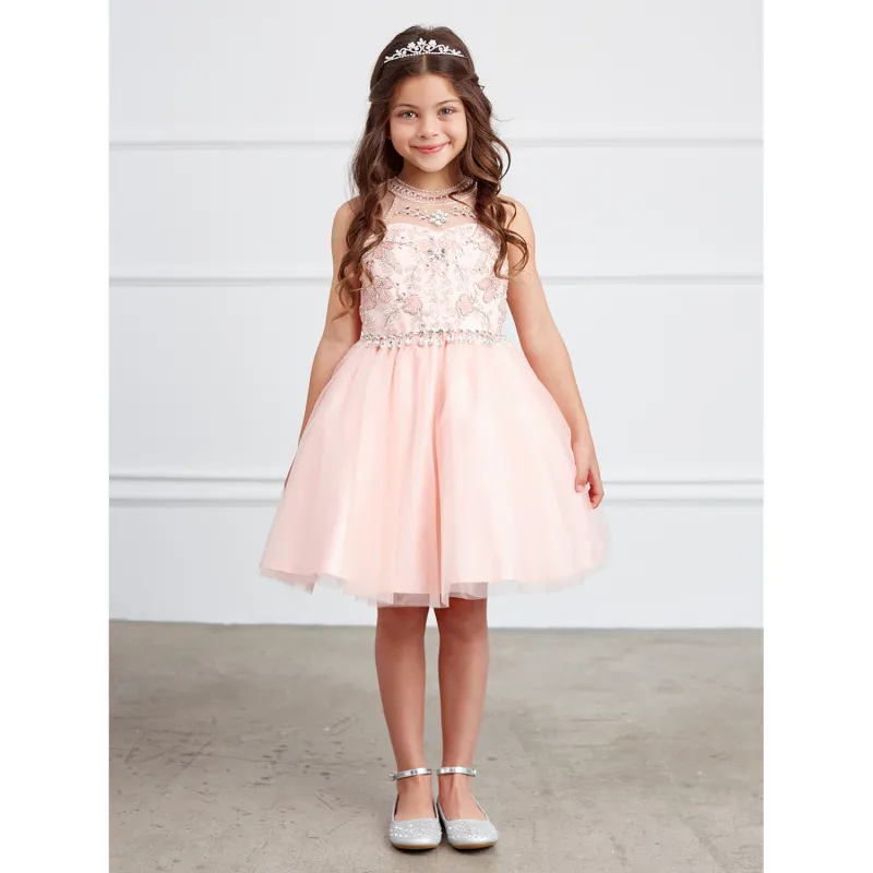 BLUSH PINK DRESS SHORT CHOKER STYLE PAGEANT / 7037