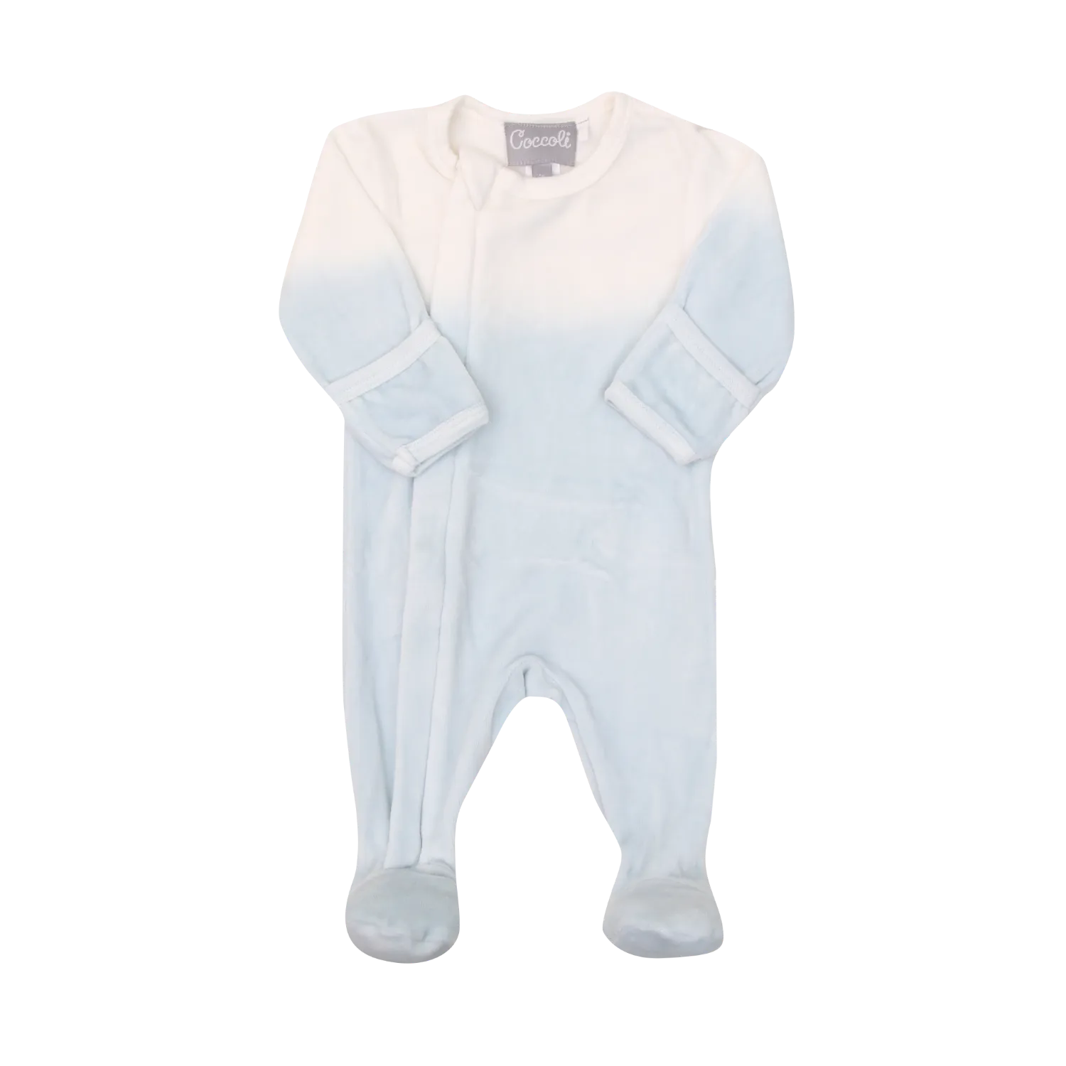 WHITE & BLUE VELOUR SLEEPER 2 WAY SIDE ZIPPER CLOSURE / PDV5327-980