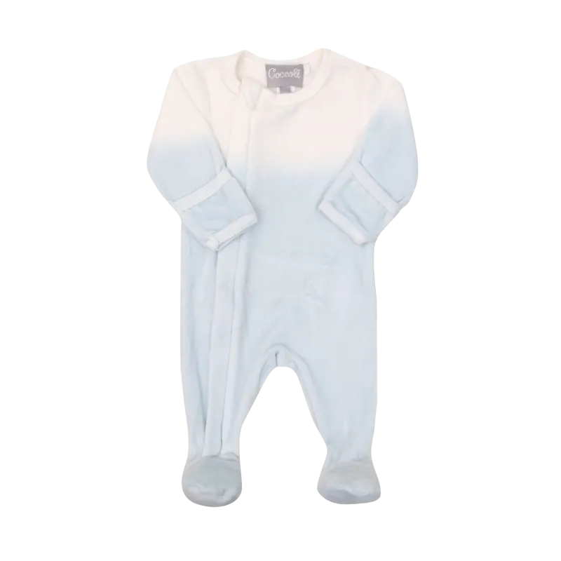 WHITE & BLUE VELOUR SLEEPER 2 WAY SIDE ZIPPER CLOSURE / PDV5327-980
