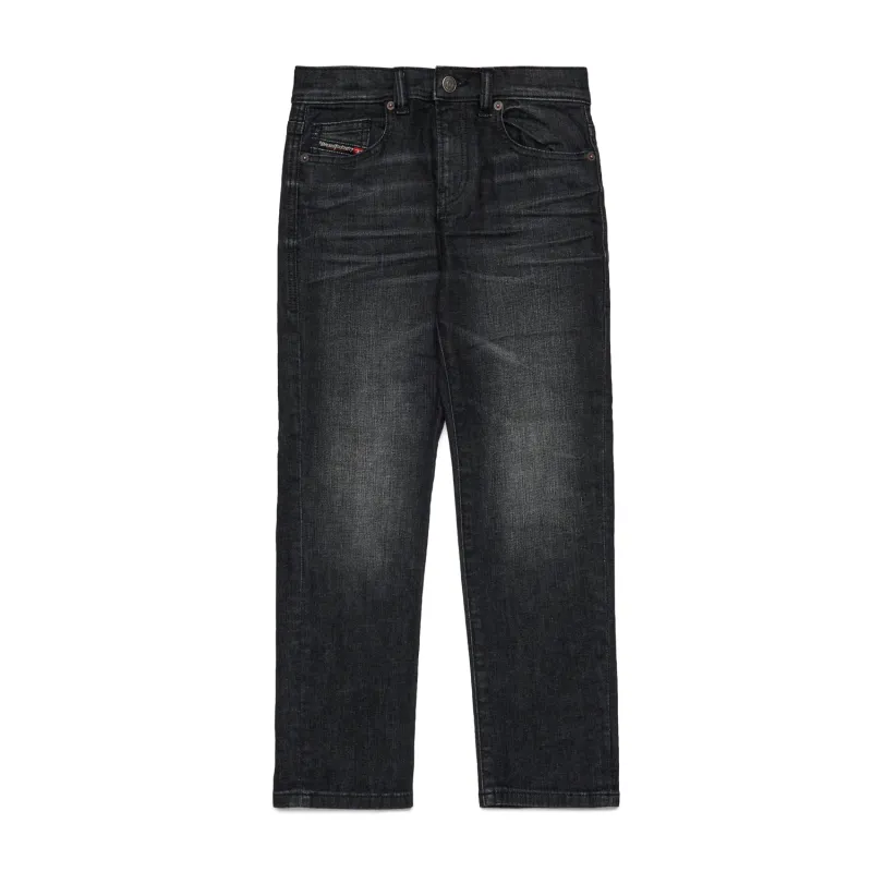BLACK DENIM PANT VIKER REG FIT STRAIGHT LEG HIGH WAIST / J00809-K02