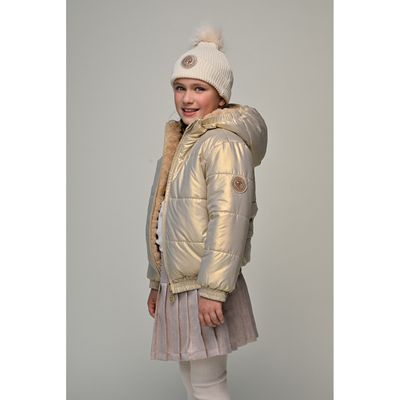 GOLD & FUR BOMBER JACKET REVERSIBLE HOODED / C507-5241-427