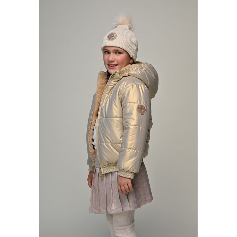 GOLD & FUR BOMBER JACKET REVERSIBLE HOODED / C507-5241-427