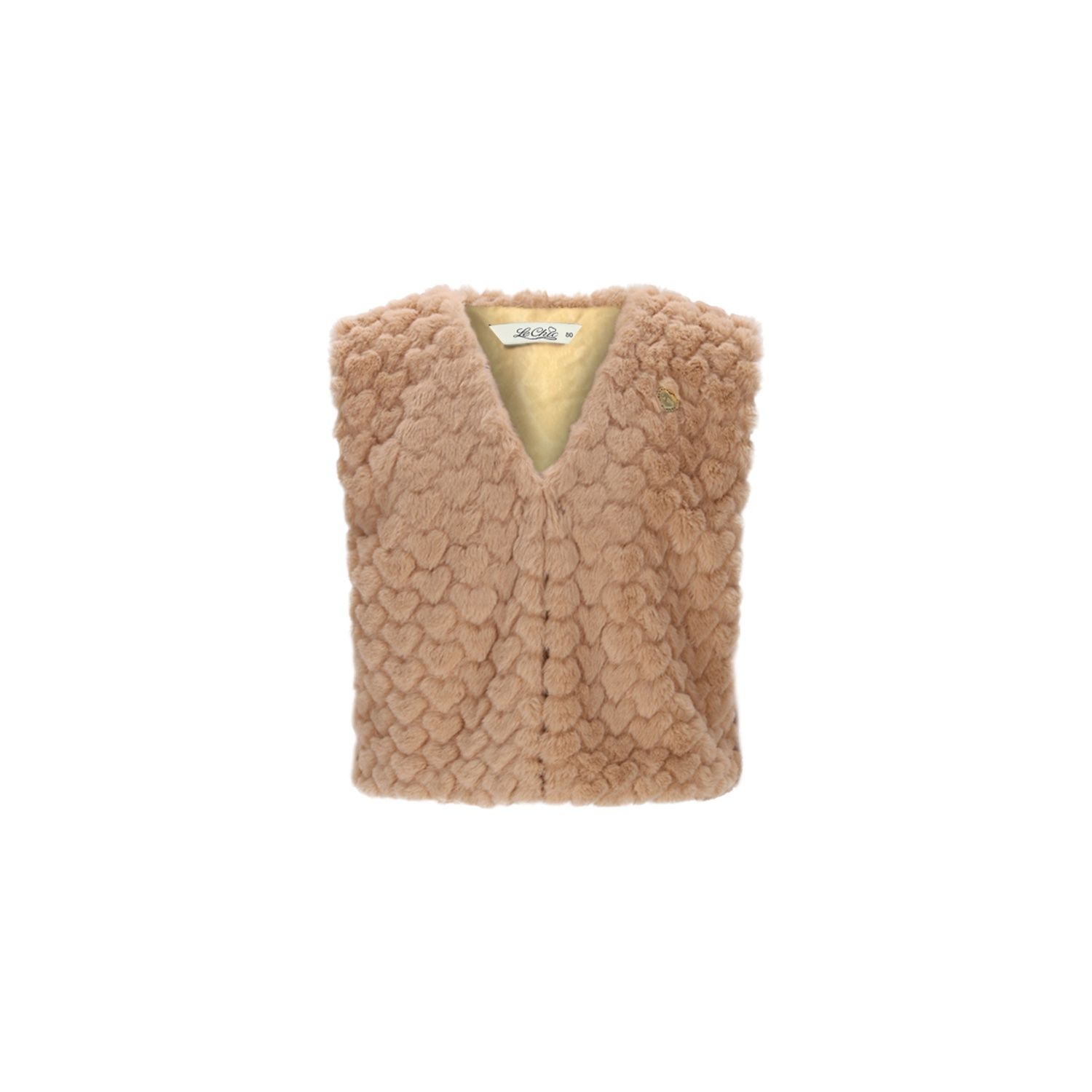 BROWN HEARTSHAPED FUR VEST / C508-5101-427