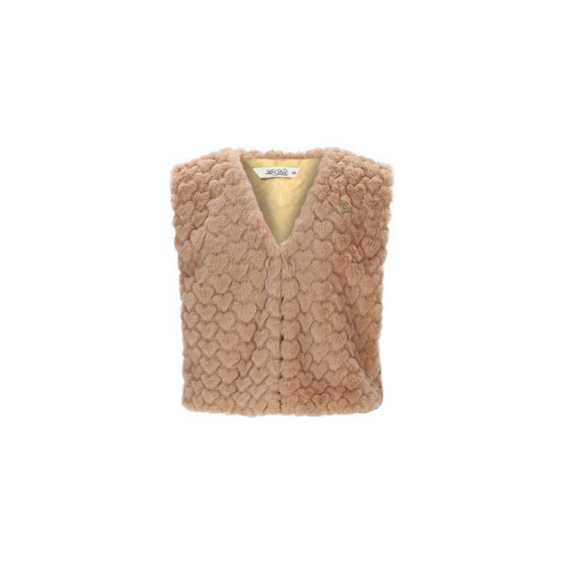 BROWN HEARTSHAPED FUR VEST / C508-5101-427