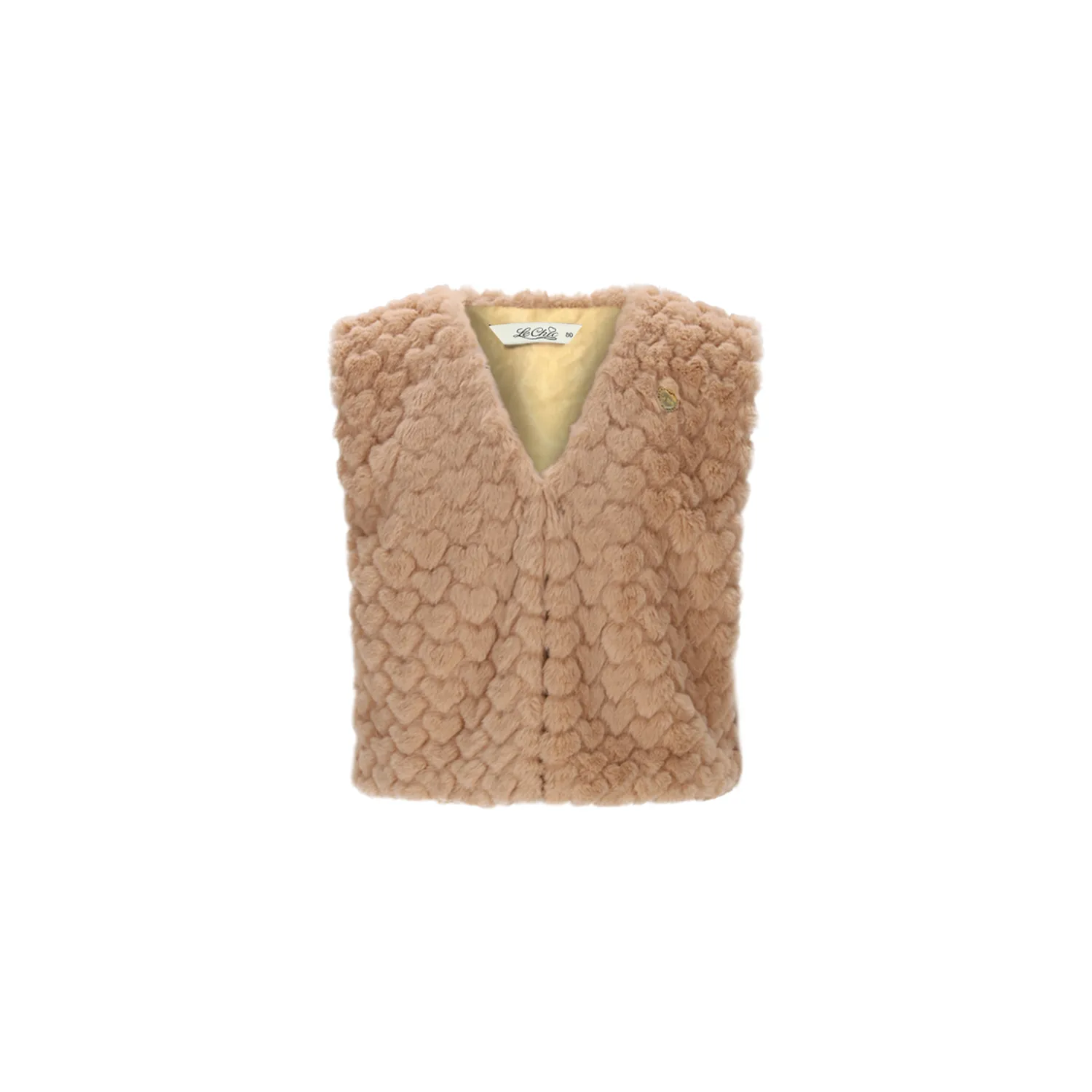 BROWN HEARTSHAPED FUR VEST / C508-5101-427