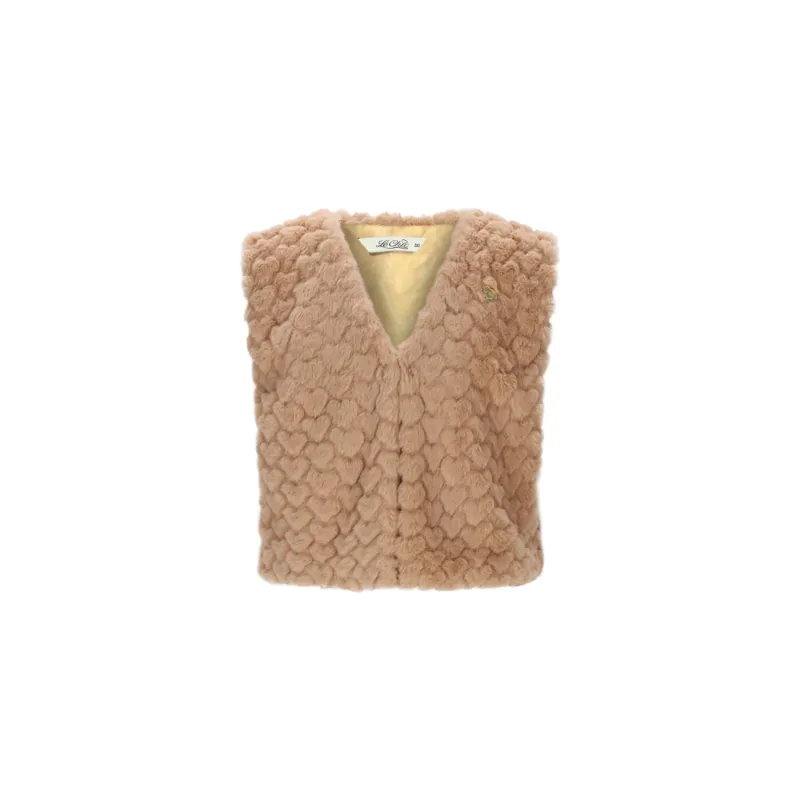BROWN HEARTSHAPED FUR VEST / C508-5101-427