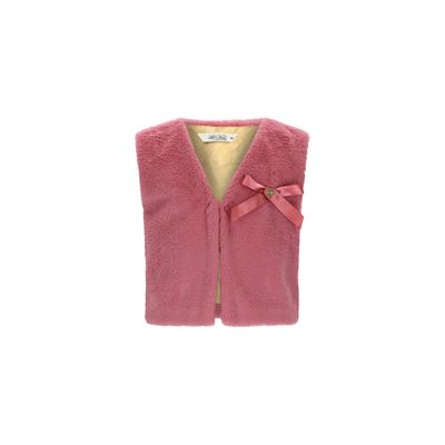 CHERRY PINK FURRY VEST SATIN BOW TRIM / C508-5100-255