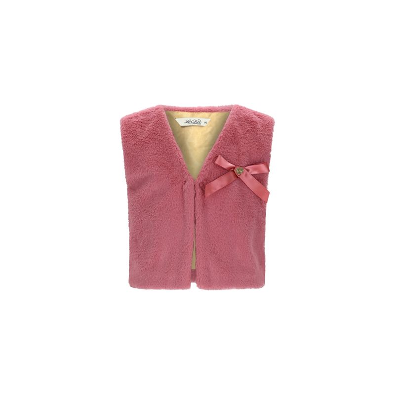 CHERRY PINK FURRY VEST SATIN BOW TRIM / C508-5100-255