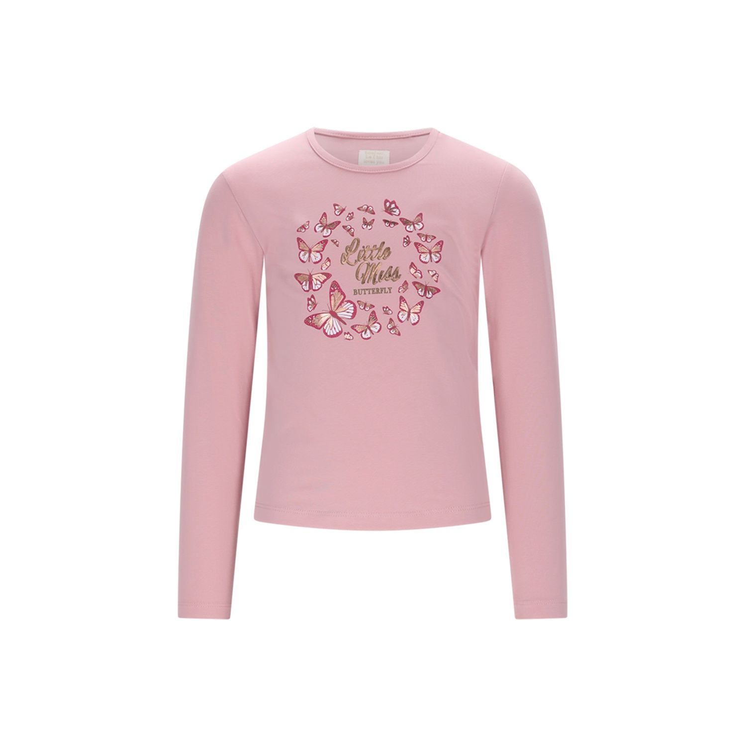 PINK TSHIRT LONG SLEEVE BUTTERFLIES PRINT LITTLE MISS / C508-5400-255