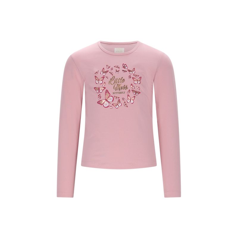 PINK TSHIRT LONG SLEEVE BUTTERFLIES PRINT LITTLE MISS / C508-5400-255
