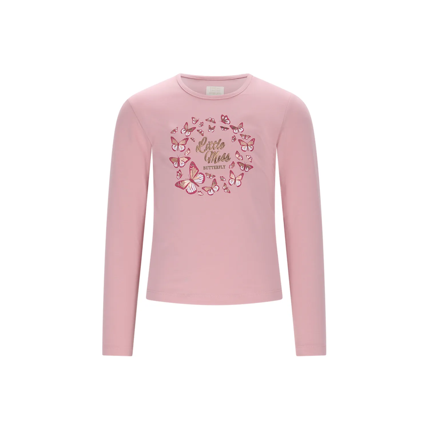 PINK TSHIRT LONG SLEEVE BUTTERFLIES PRINT LITTLE MISS / C508-5400-255