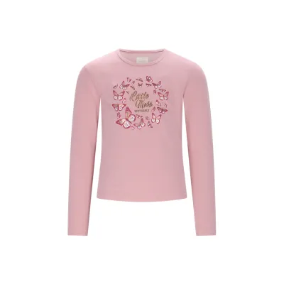 PINK TSHIRT LONG SLEEVE BUTTERFLIES PRINT LITTLE MISS / C508-5400-255