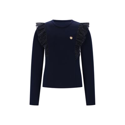 NAVY TSHIRT GOLD GLITTER CHIFFON FLOUNCE / C508-5410-192