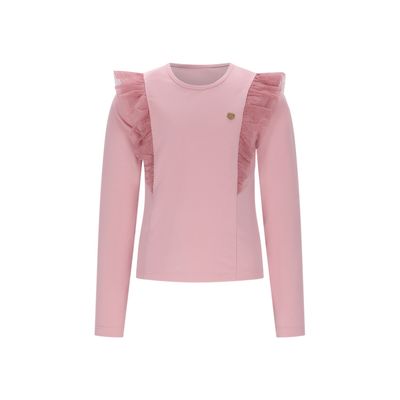 ROSE PINK TSHIRT GLITTER TULLE TRIM / C508-5410-255