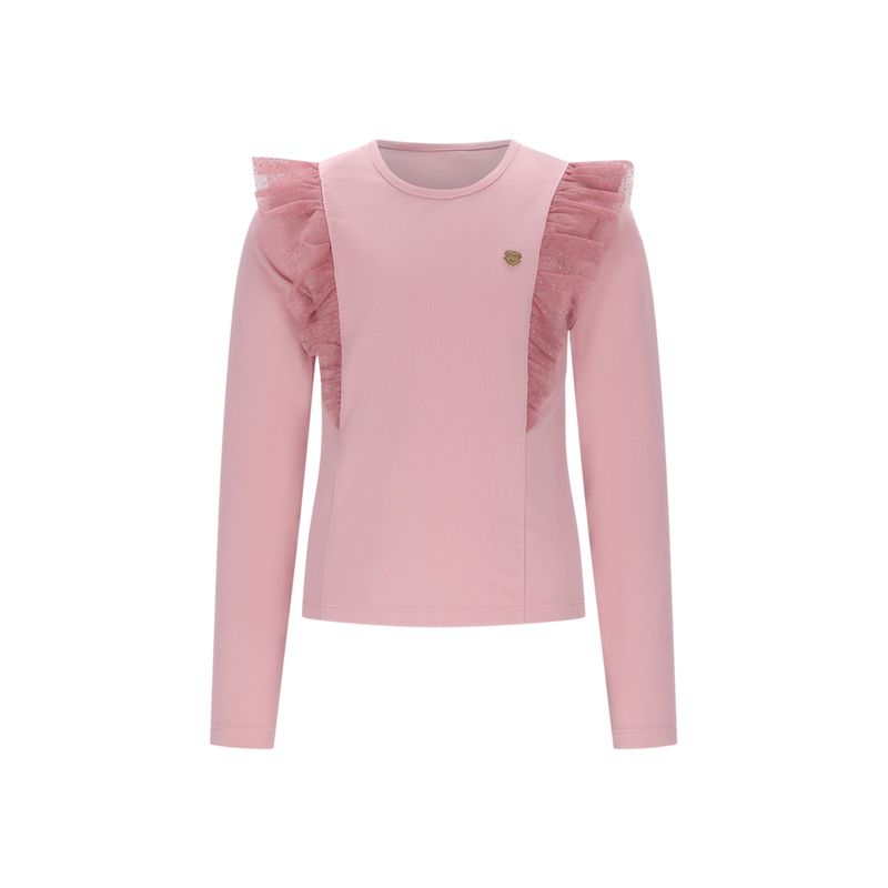 ROSE PINK TSHIRT GLITTER TULLE TRIM / C508-5410-255
