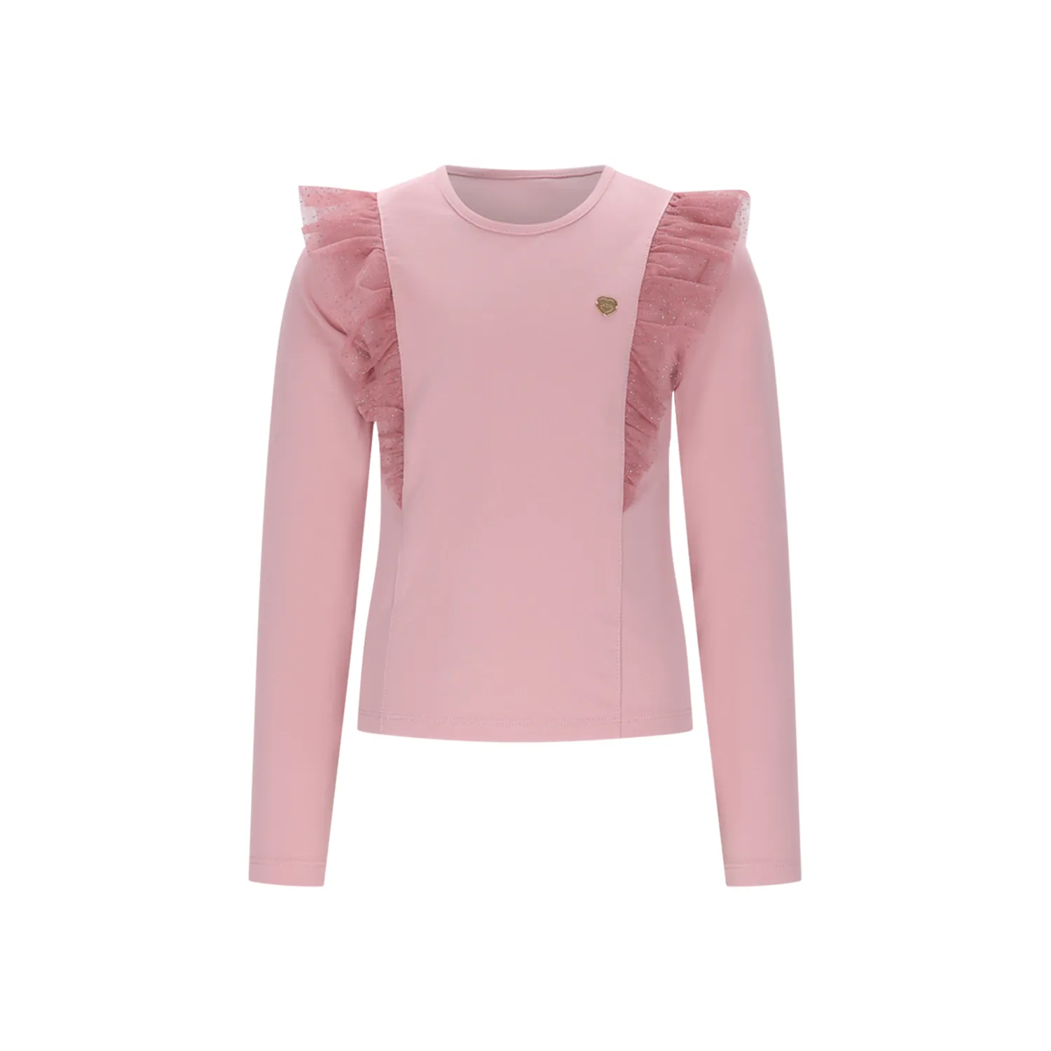 ROSE PINK TSHIRT GLITTER TULLE TRIM / C508-5410-255