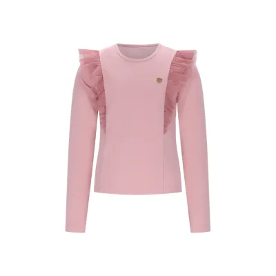 ROSE PINK TSHIRT GLITTER TULLE TRIM / C508-5410-255