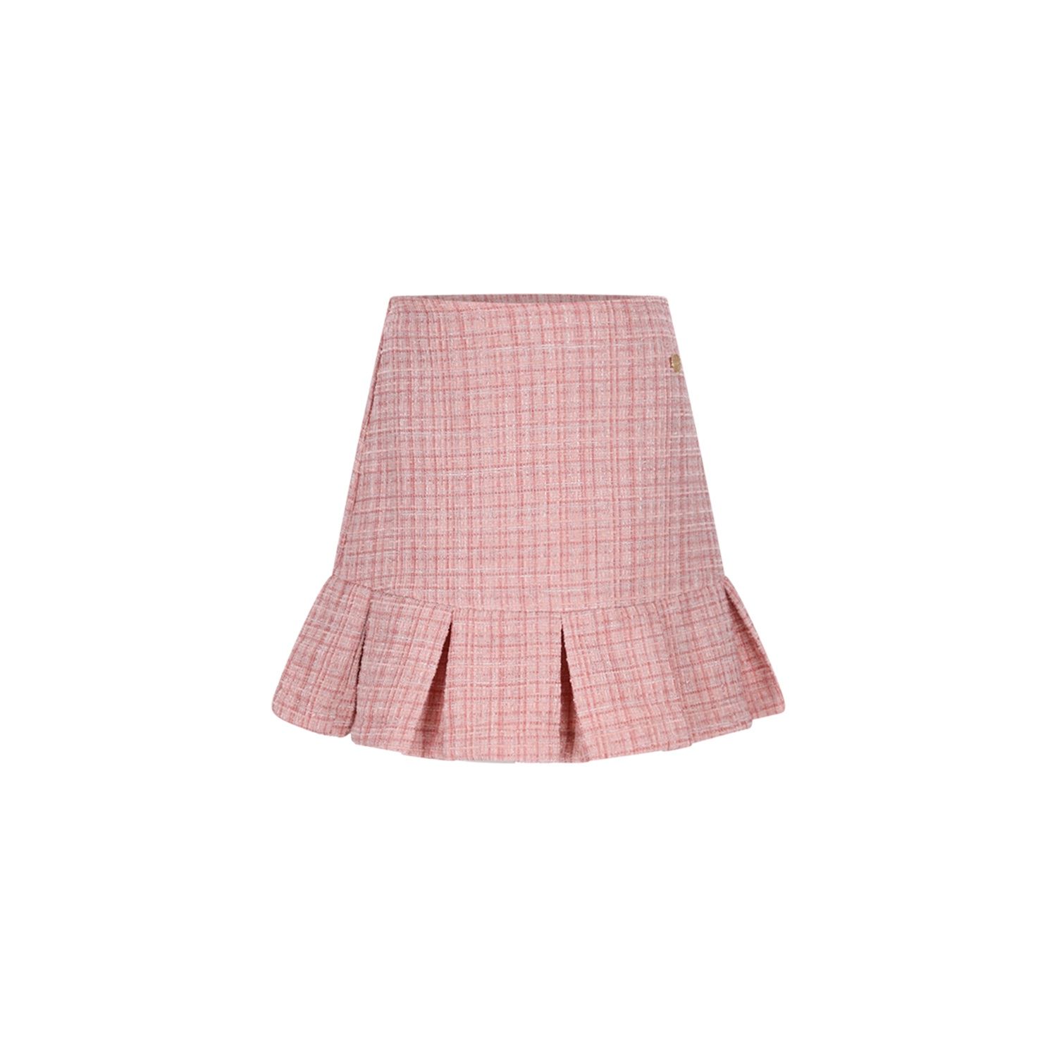 PINK TWEED SKIRT PLEATED HEMLINE / C508-5720-919