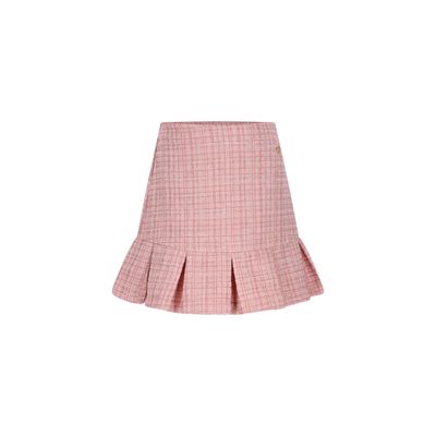 PINK TWEED SKIRT PLEATED HEMLINE / C508-5720-919