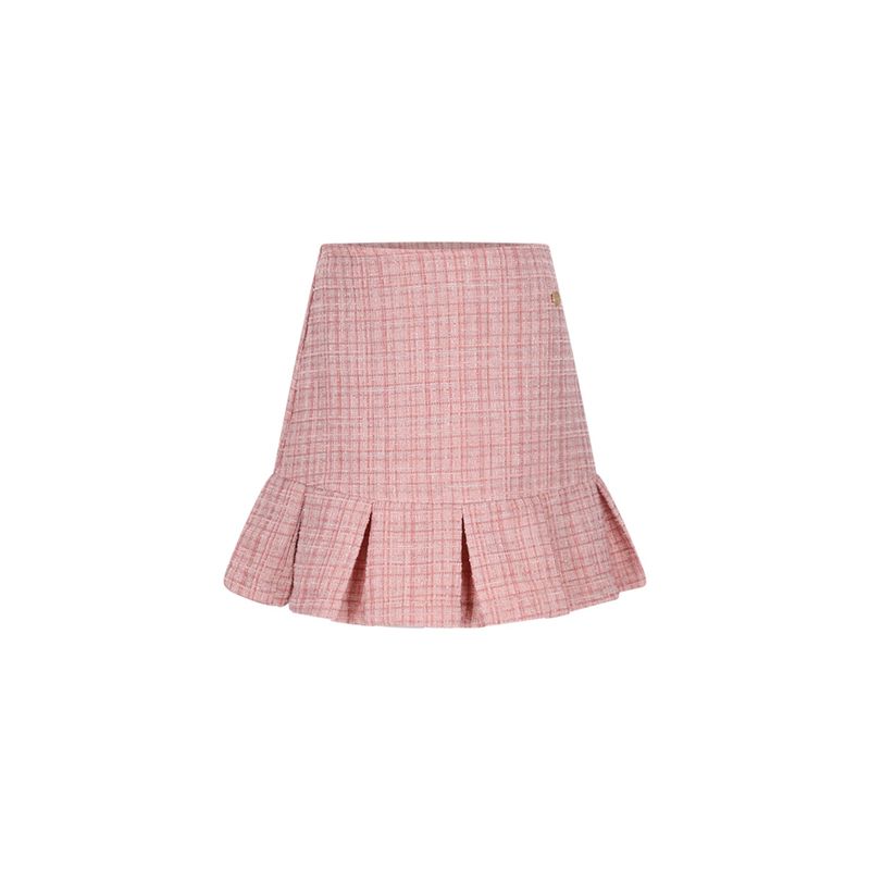 PINK TWEED SKIRT PLEATED HEMLINE / C508-5720-919