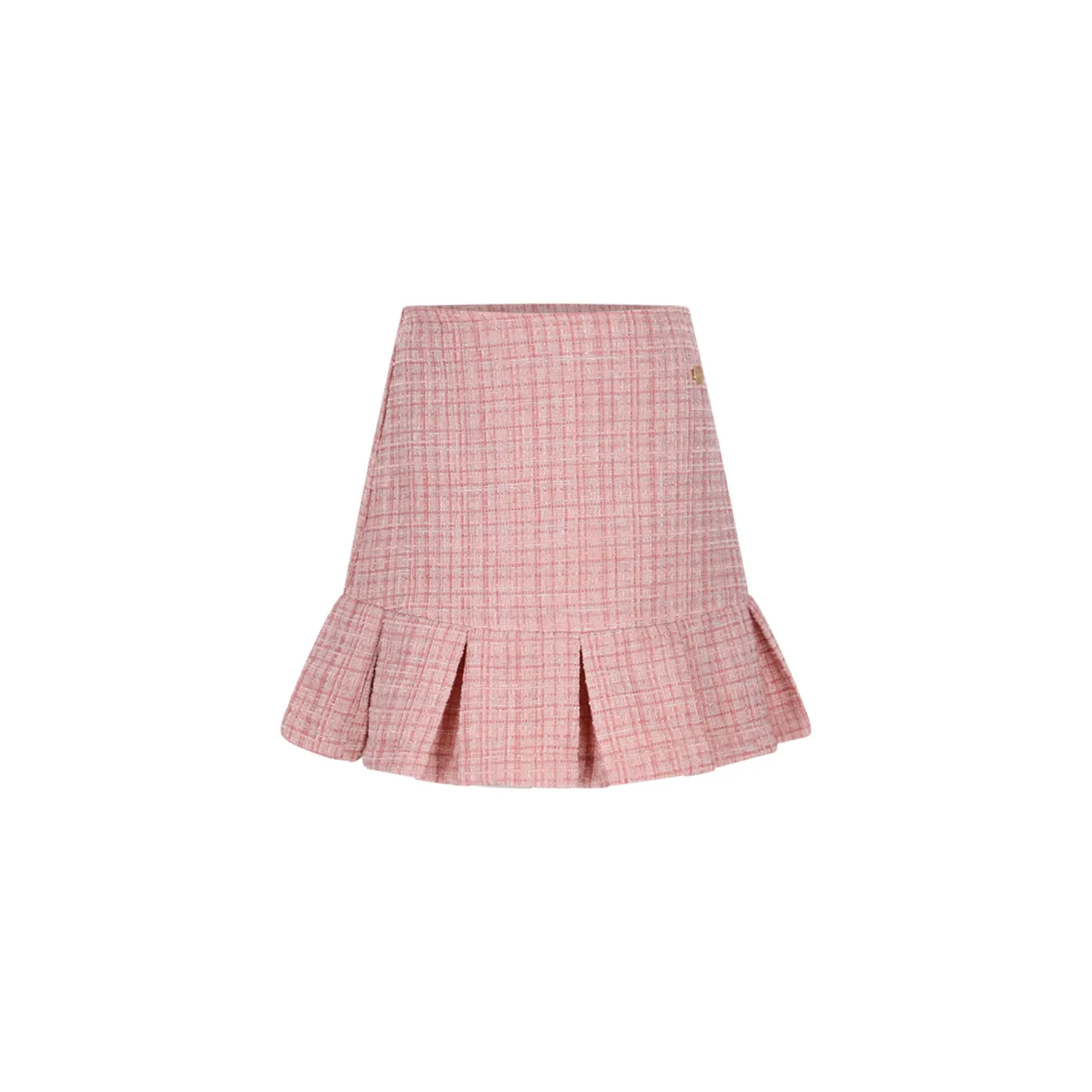 PINK TWEED SKIRT PLEATED HEMLINE / C508-5720-919