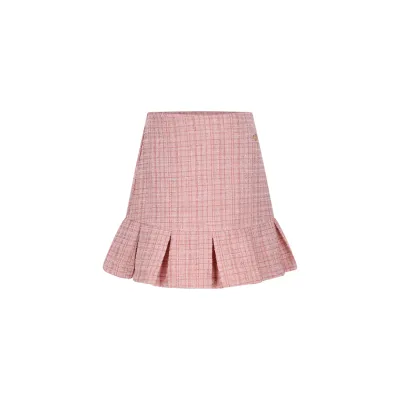 PINK TWEED SKIRT PLEATED HEMLINE / C508-5720-919 PINK TWEED SKIRT PLEATED HEMLINE / C508-5720-919