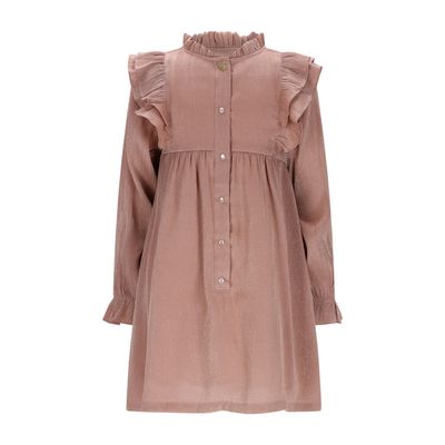 TAN DRESS SHIMMER RUFFLE TRIM BUTTON FRONT CLOSURE / C508-5800-414