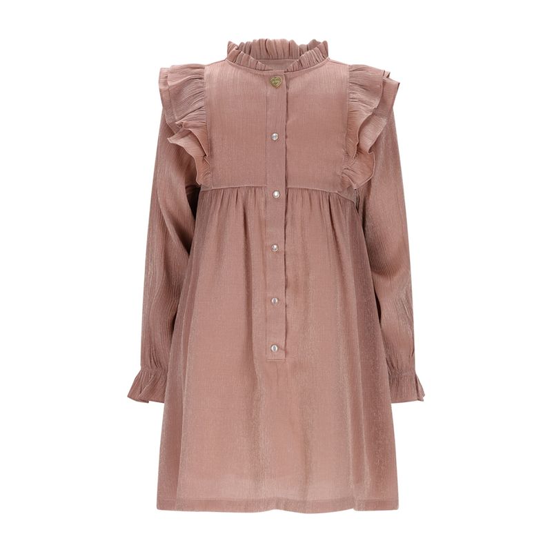 TAN DRESS SHIMMER RUFFLE TRIM BUTTON FRONT CLOSURE / C508-5800-414