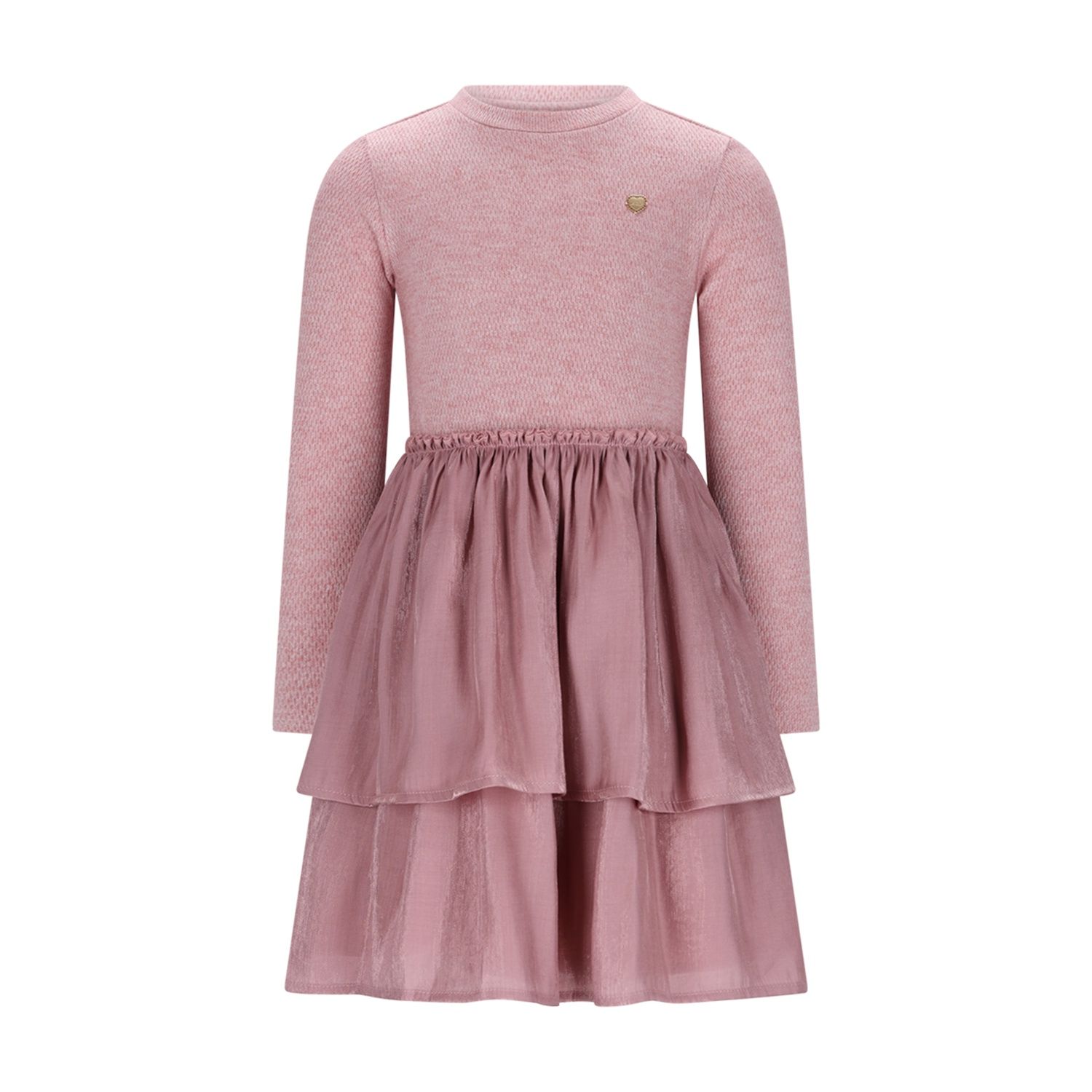 ROSE PINK KNIT & GLITTER SILKY DRESS 2 LAYERS / C508-5826-255