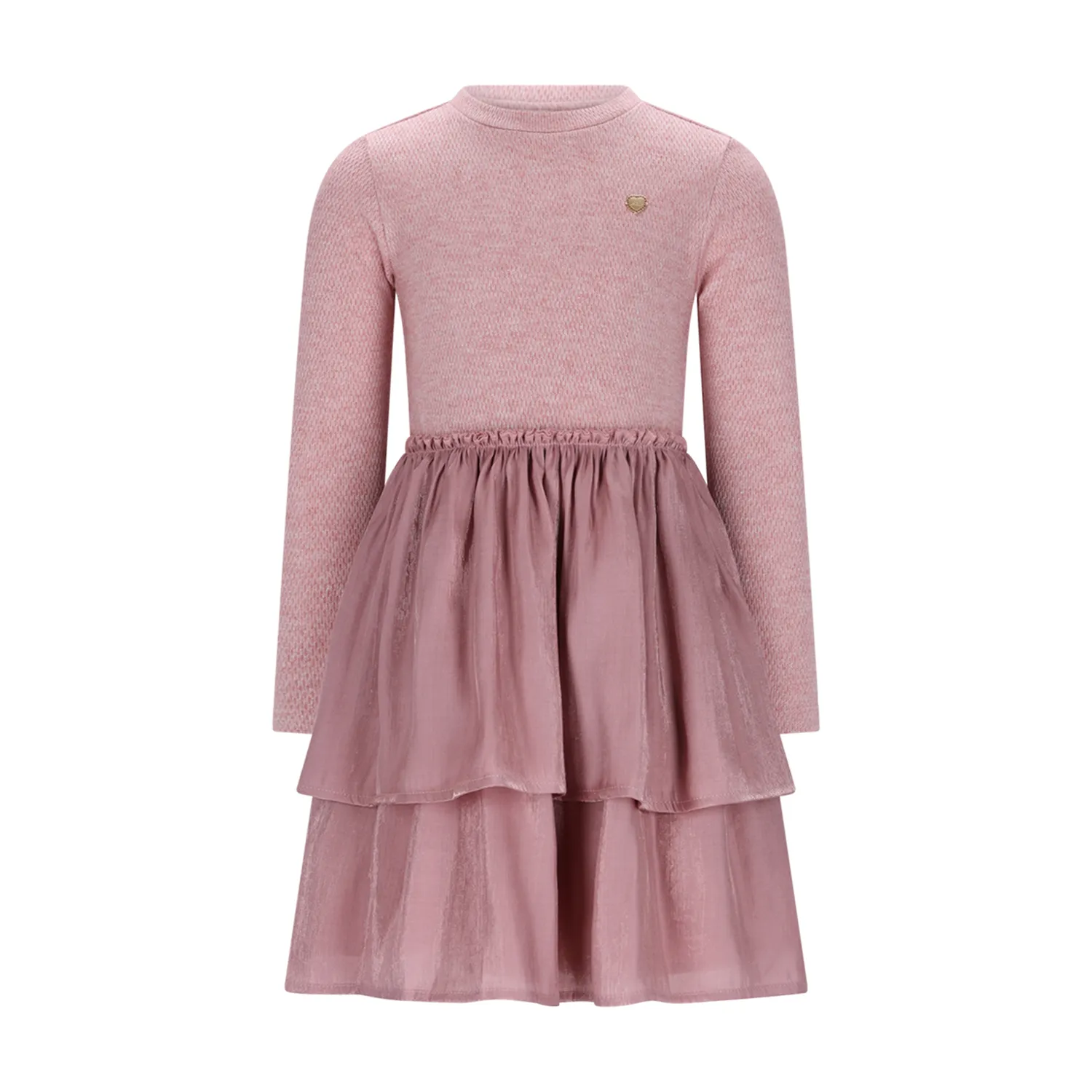 ROSE PINK KNIT & GLITTER SILKY DRESS 2 LAYERS / C508-5826-255
