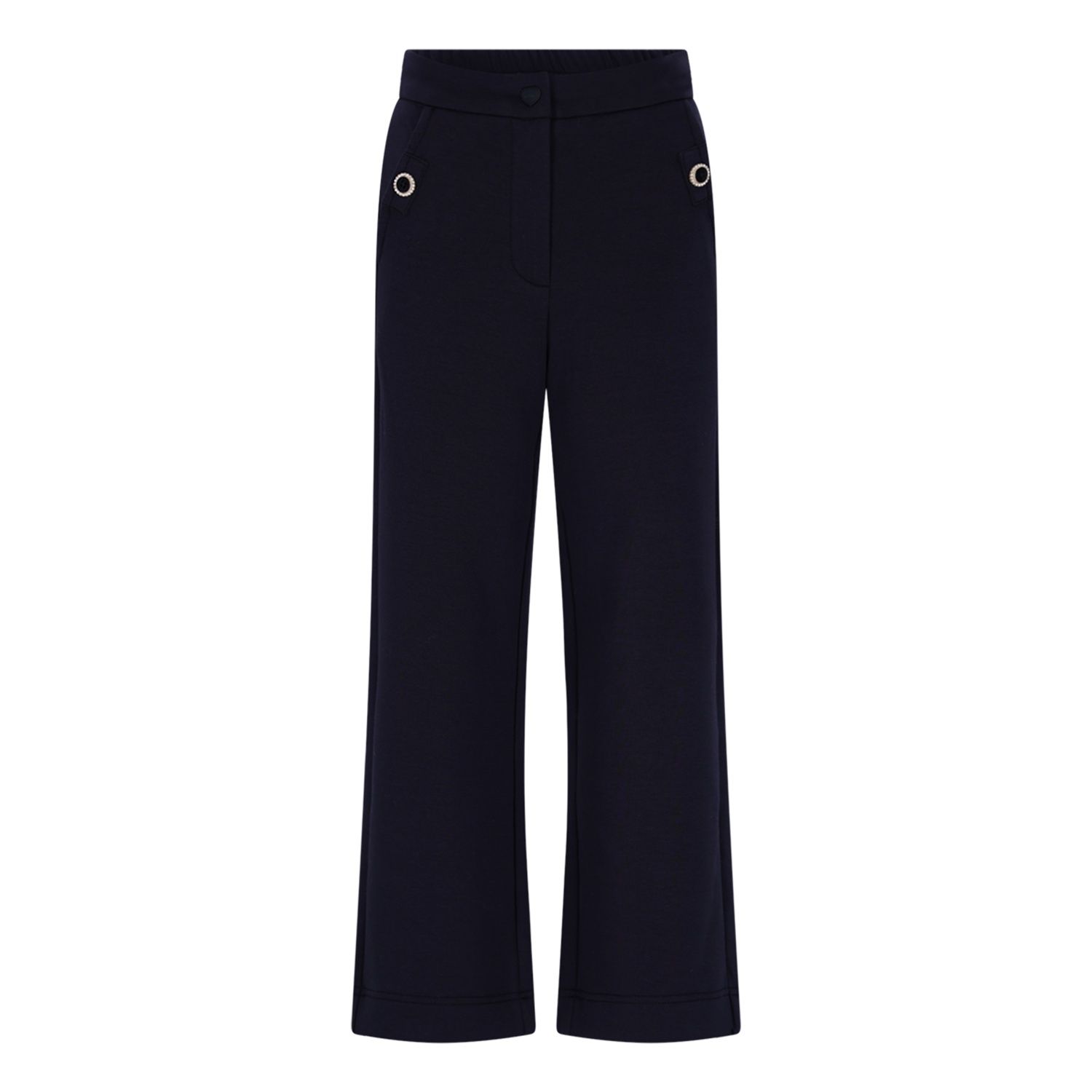 NAVY PANT STRETCH FRONT ZIP CLOSURE 2 BUTTONS POCKET TRIM / C508-5620-192