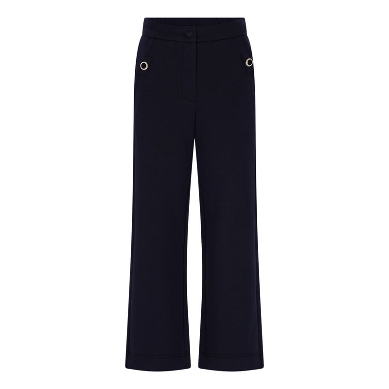 NAVY PANT STRETCH FRONT ZIP CLOSURE 2 BUTTONS POCKET TRIM / C508-5620-192