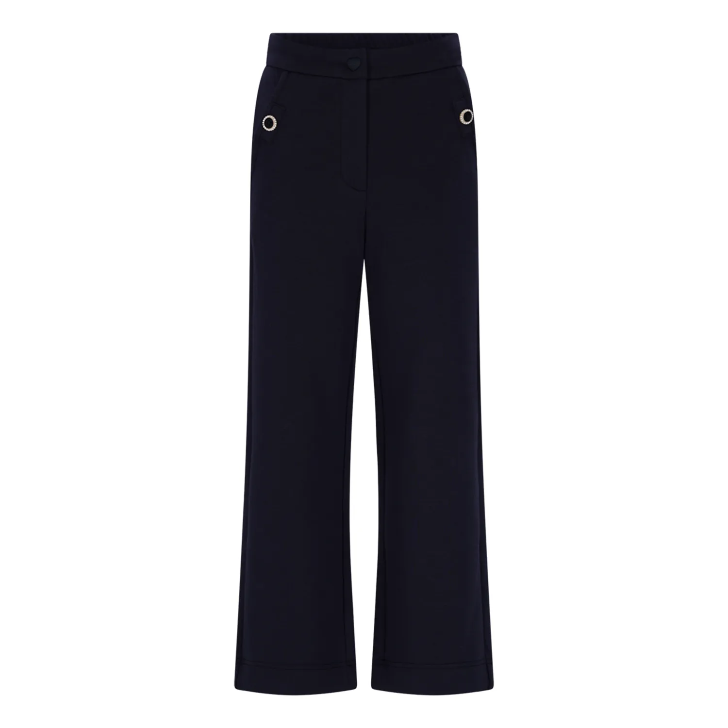 NAVY PANT STRETCH FRONT ZIP CLOSURE 2 BUTTONS POCKET TRIM / C508-5620-192