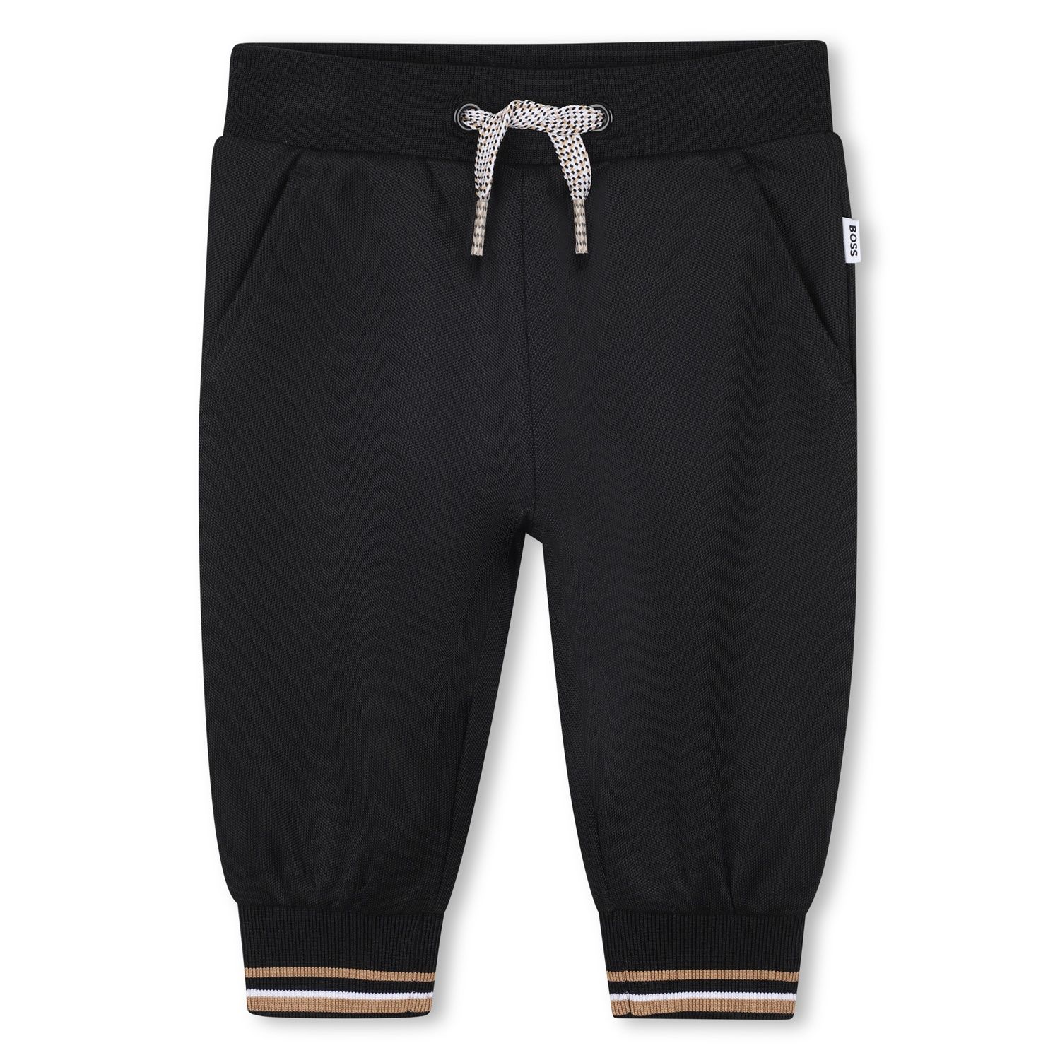 BLACK JOGGING PANT BROWN STRIPE TRIM / J52434-09B