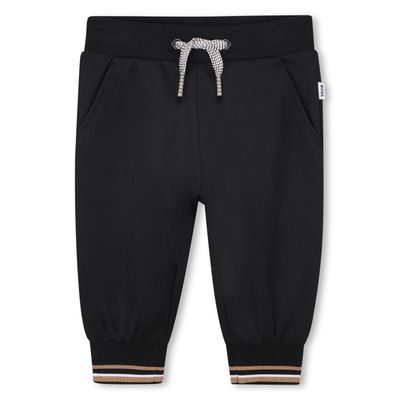 BLACK JOGGING PANT BROWN STRIPE TRIM / J52434-09B