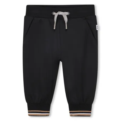 BLACK JOGGING PANT BROWN STRIPE TRIM / J52434-09B