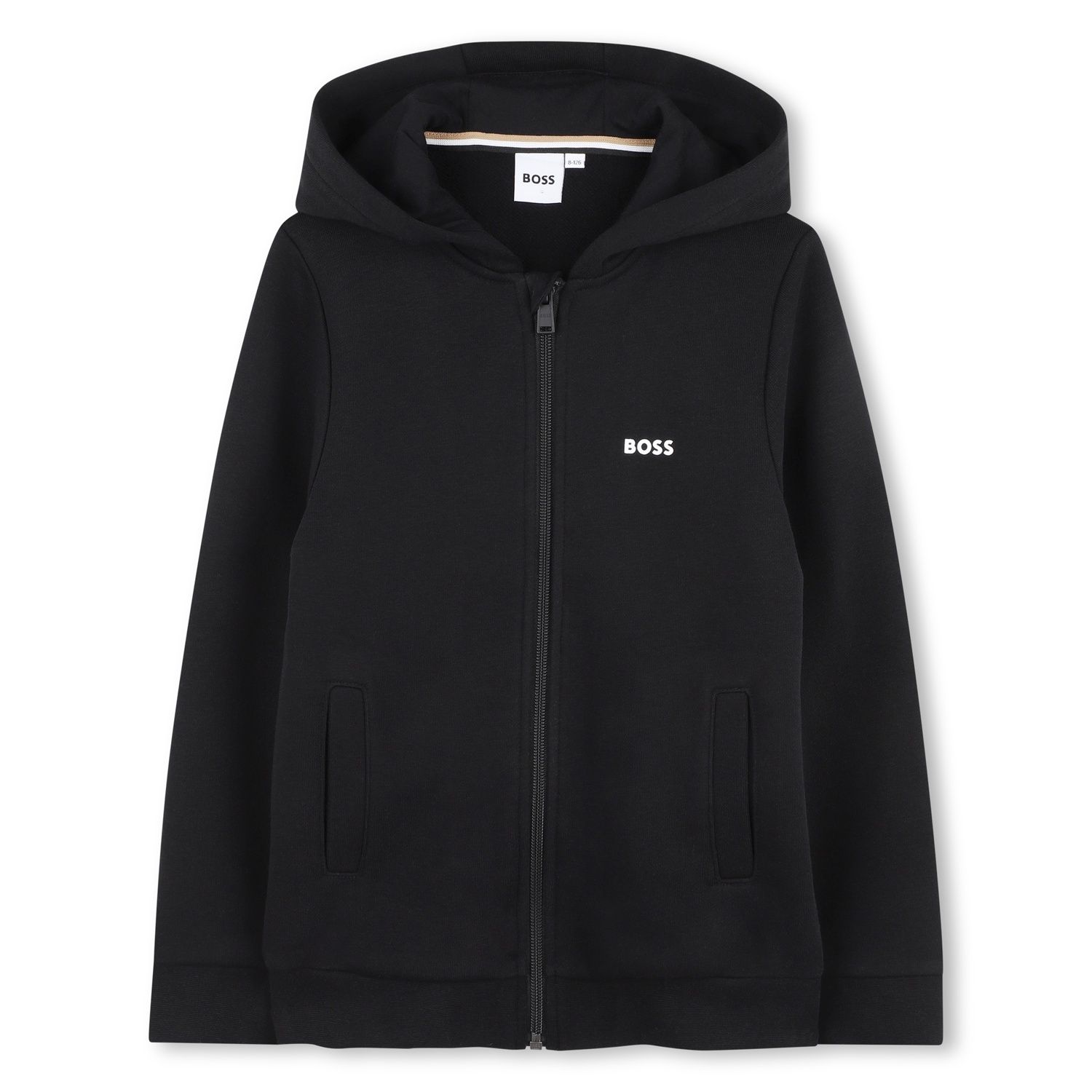 BLACK HOODIE CARDIGAN ZIP CLOSURE / J52321-09B