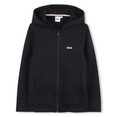 BLACK HOODIE CARDIGAN ZIP CLOSURE / J52321-09B