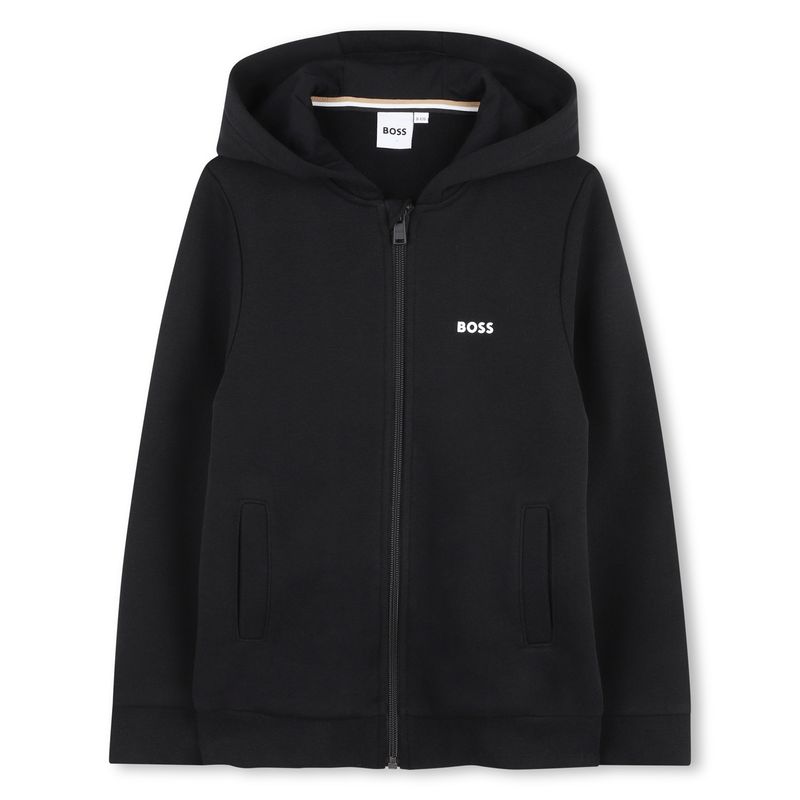 BLACK HOODIE CARDIGAN ZIP CLOSURE / J52321-09B