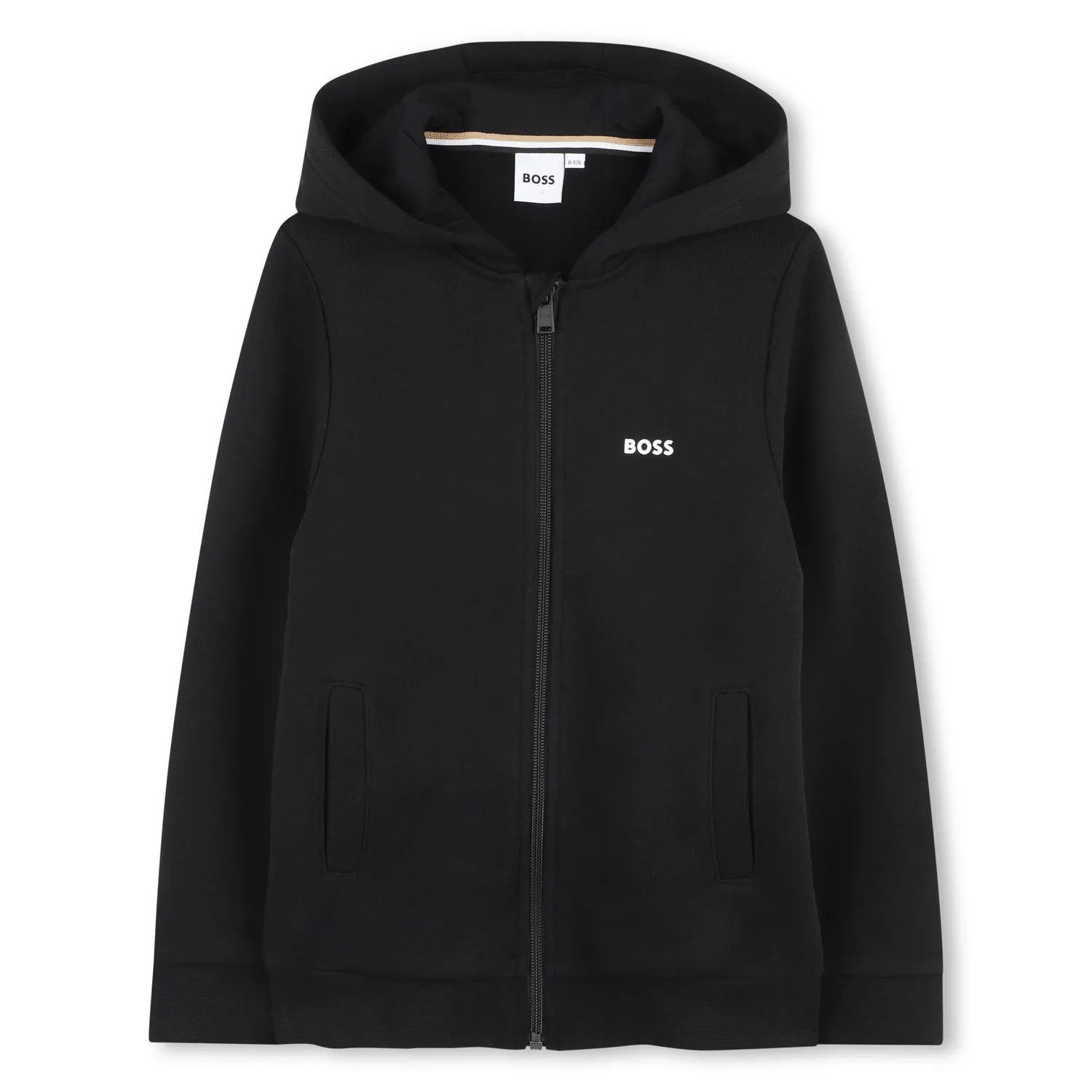 BLACK HOODIE CARDIGAN ZIP CLOSURE / J52321-09B