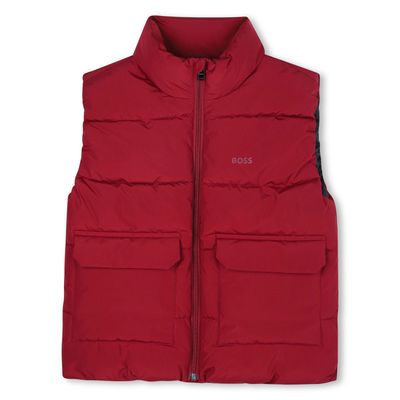 DARK RED PUFFER VEST 2 POCKETS ZIP CLOSURE / J52397-965D