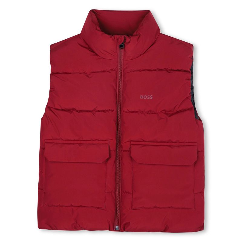 DARK RED PUFFER VEST 2 POCKETS ZIP CLOSURE / J52397-965D
