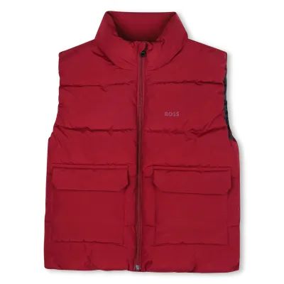 DARK RED PUFFER VEST 2 POCKETS ZIP CLOSURE / J52397-965D