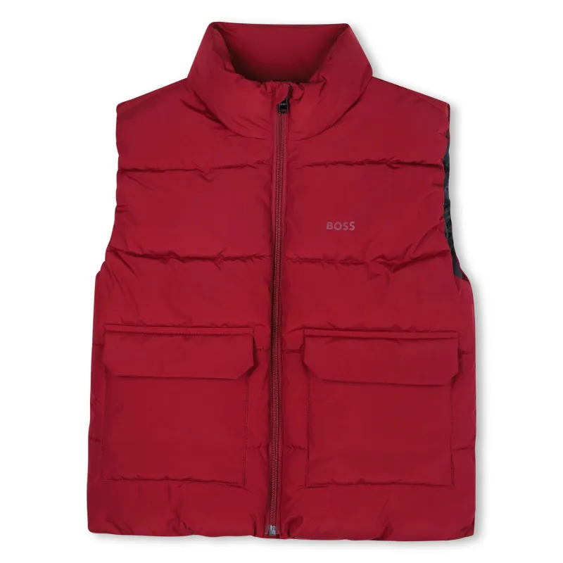 DARK RED PUFFER VEST 2 POCKETS ZIP CLOSURE / J52397-965D