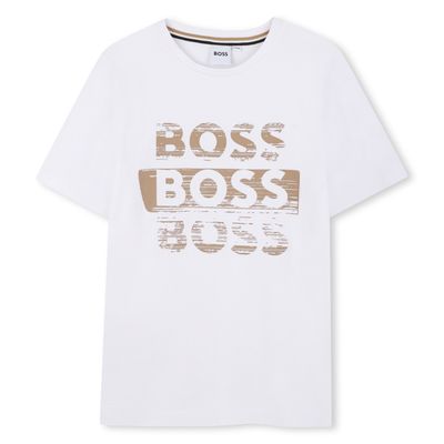 WHITE TSHIRT TRIPLE LOGO PRINT SHORT SLEEVE / J52366-10P